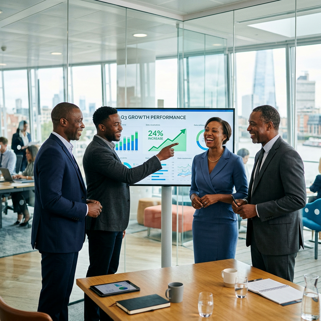 Leaders reviewing platform data